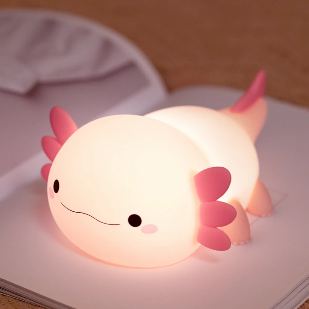 1pc Cute Axolotl a LED, luce notturna in silicone, ricaricabile tramite USB