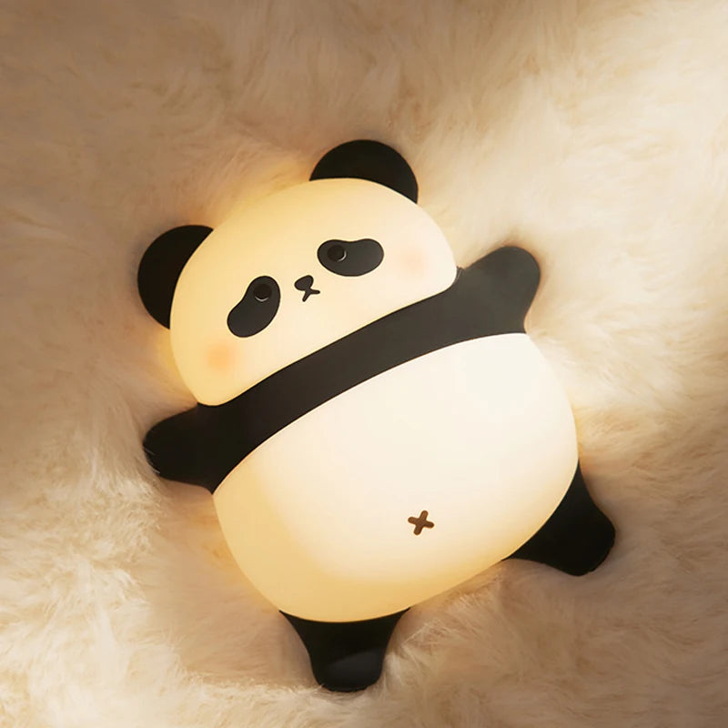 1pc Cute Panda a LED, luce notturna in silicone, ricaricabile tramite USB