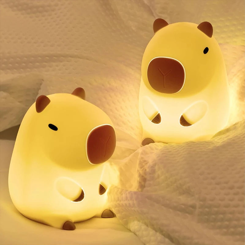 1pc Cute Capibara a LED, luce notturna in silicone, ricaricabile tramite USB
