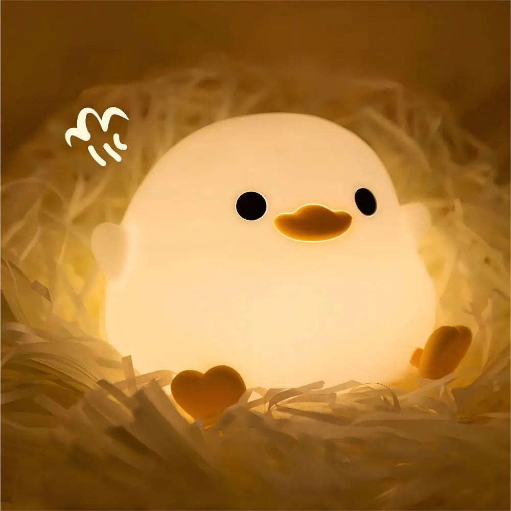 1pc Cute Duck a LED, luce notturna in silicone, ricaricabile tramite USB