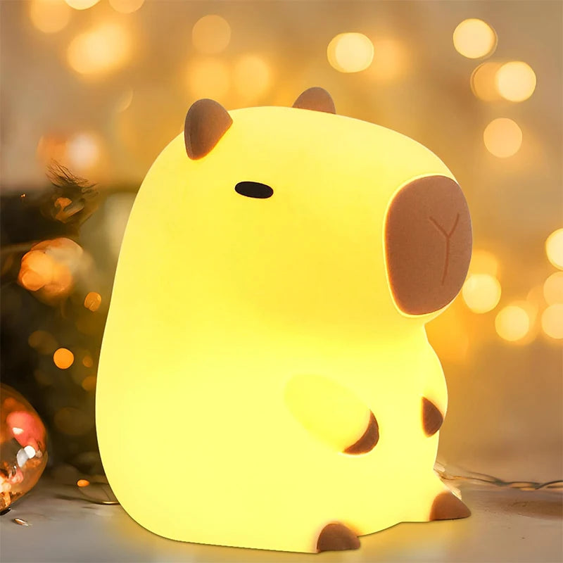 1pc Cute Capibara a LED, luce notturna in silicone, ricaricabile tramite USB