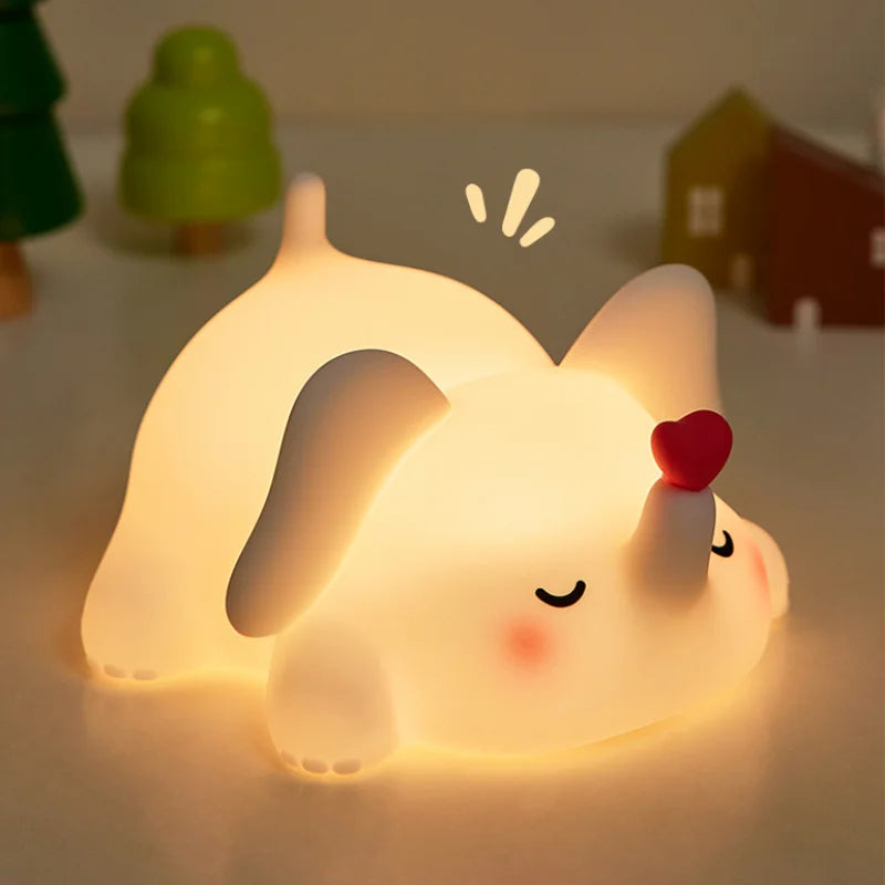 1pc Cute Elephant a LED, luce notturna in silicone, ricaricabile tramite USB