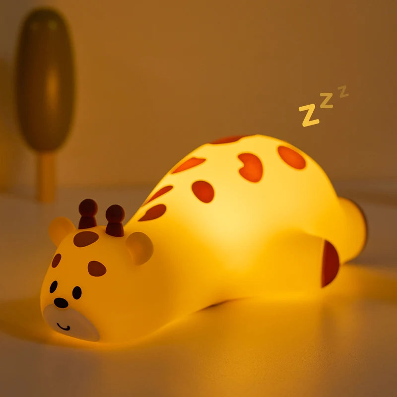 1pc Cute Giraffe a LED, luce notturna in silicone, ricaricabile tramite USB