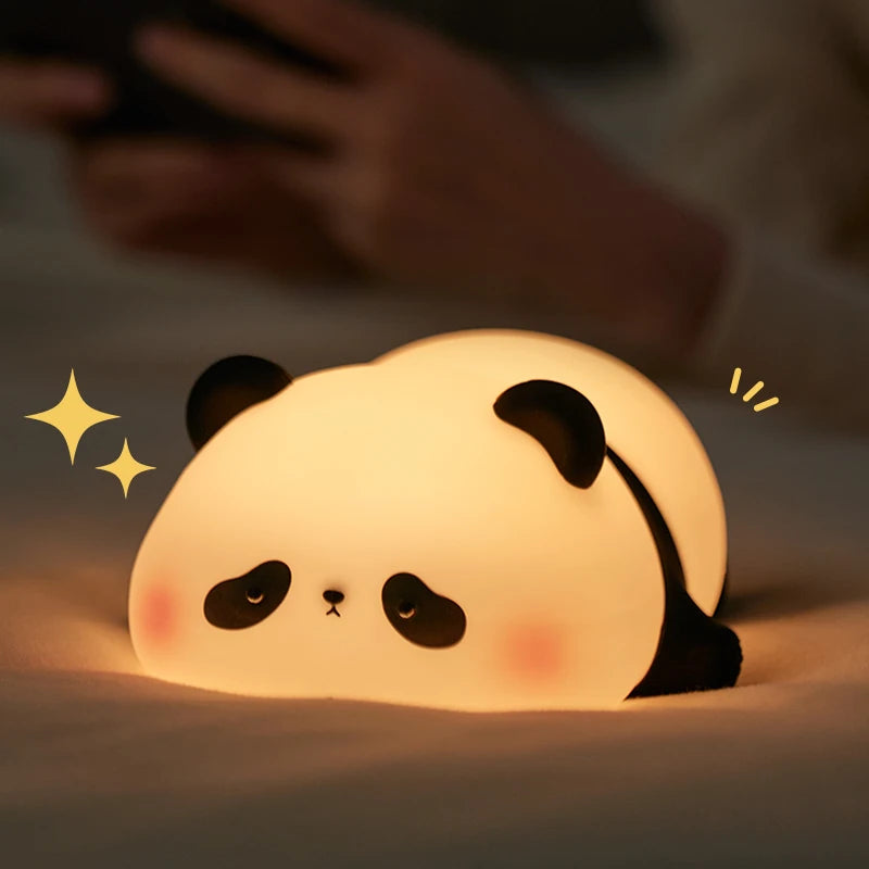 1pc Cute Panda a LED, luce notturna in silicone, ricaricabile tramite USB
