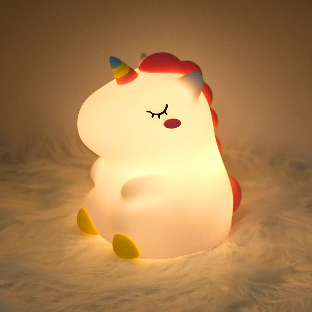 1pc Cute Unicorn a LED, luce notturna in silicone, ricaricabile tramite USB