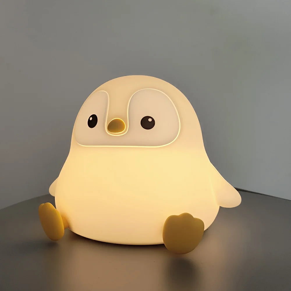 1pc Cute Penguin a LED, luce notturna in silicone, ricaricabile tramite USB