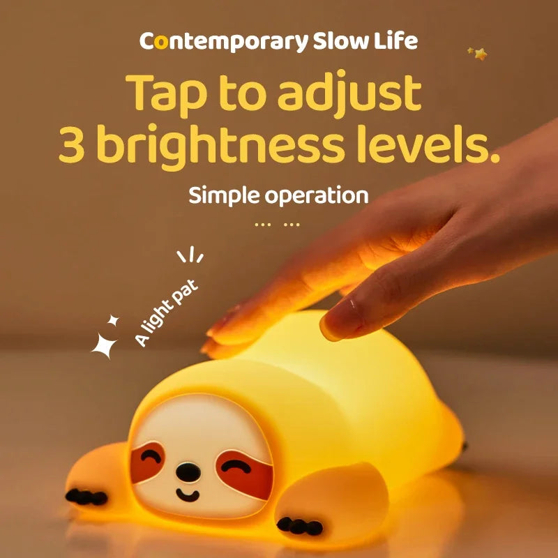 1pc Cute Sloth a LED, luce notturna in silicone, ricaricabile tramite USB