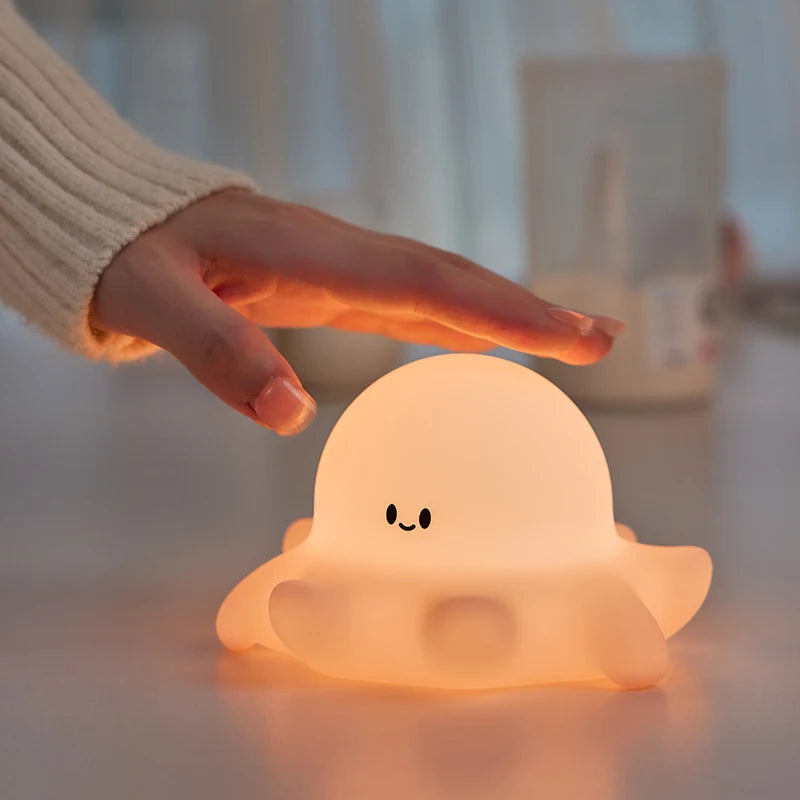 1pc Cute Octopus a LED, luce notturna in silicone, ricaricabile tramite USB