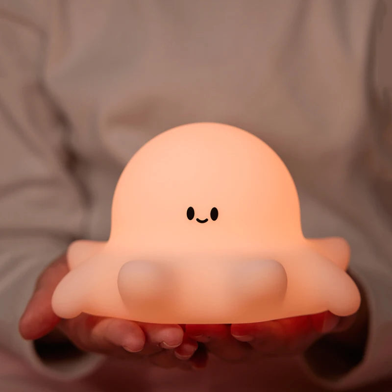 1pc Cute Octopus a LED, luce notturna in silicone, ricaricabile tramite USB