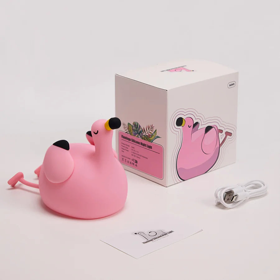 1pc Cute Flamingo a LED, luce notturna in silicone, ricaricabile tramite USB