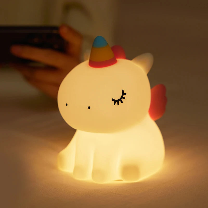 1pc Cute Unicorn a LED, luce notturna in silicone, ricaricabile tramite USB